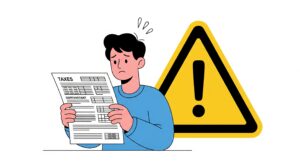 紙をもって少し困っている男性