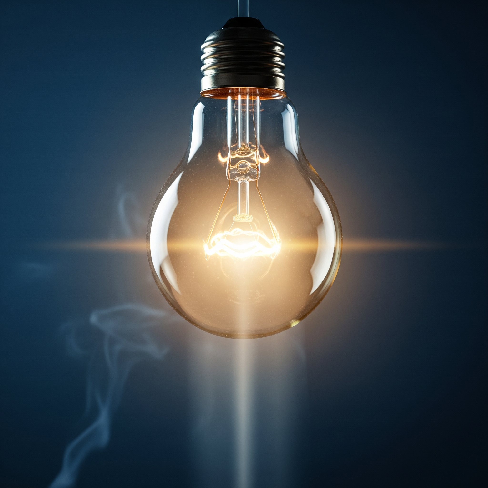 a light bulb with smoke coming out of it