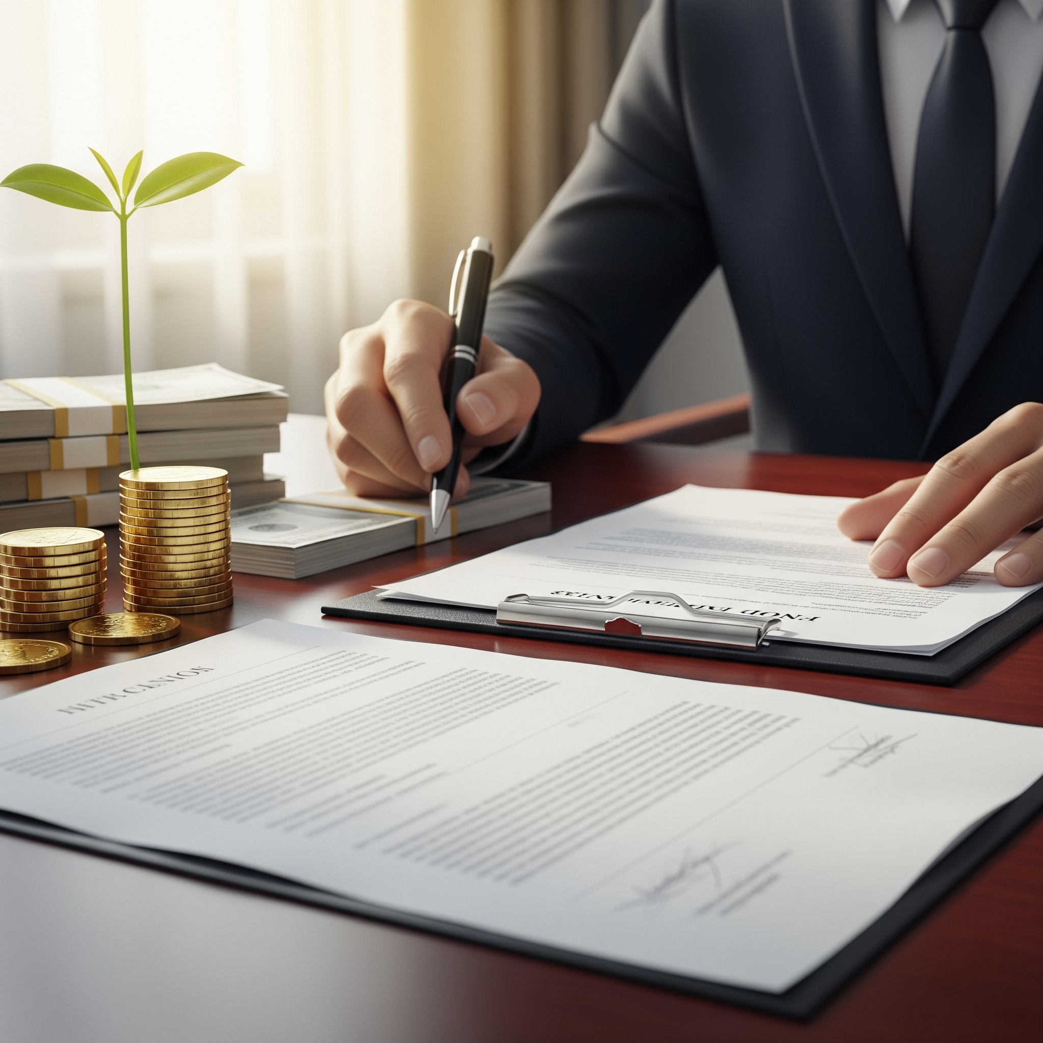 a person signing a document